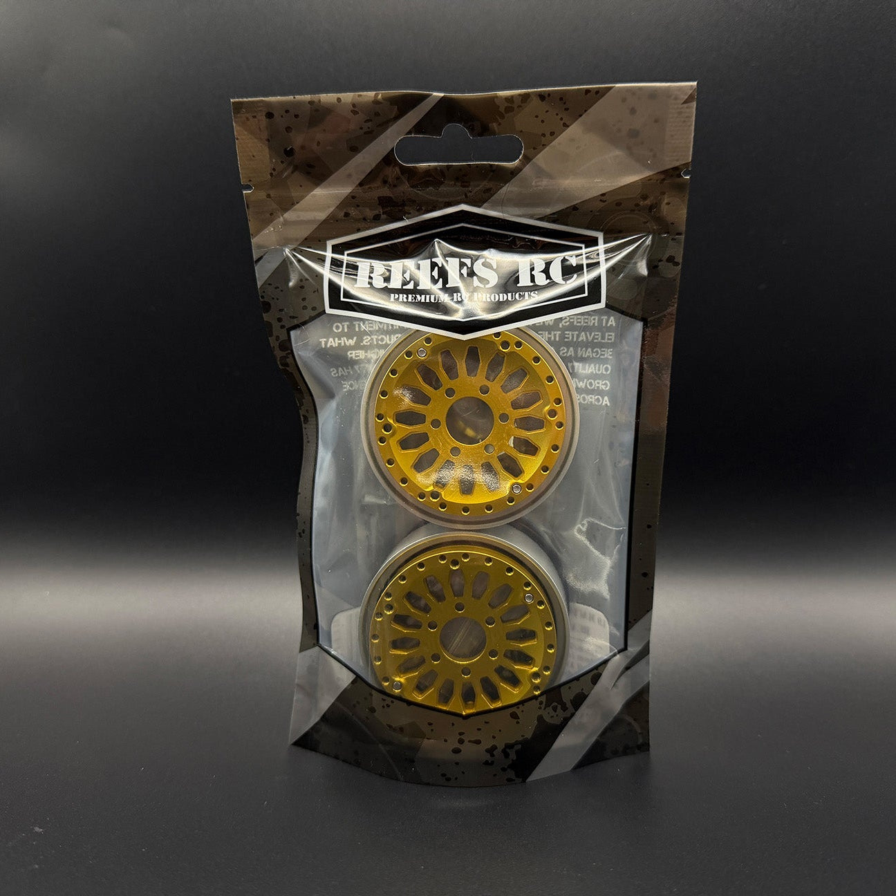 1.9 "SHIELD" ALUMINUM BEADLOCK WHEELS "Gold" w/Hubs (2) - REEFS240