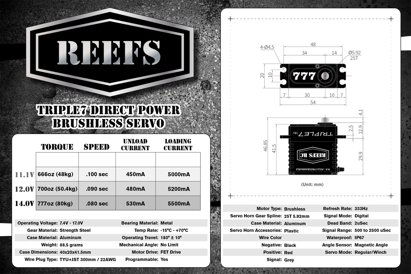 Triple7 Direct Power Brushless Servo (14v) #REEF777