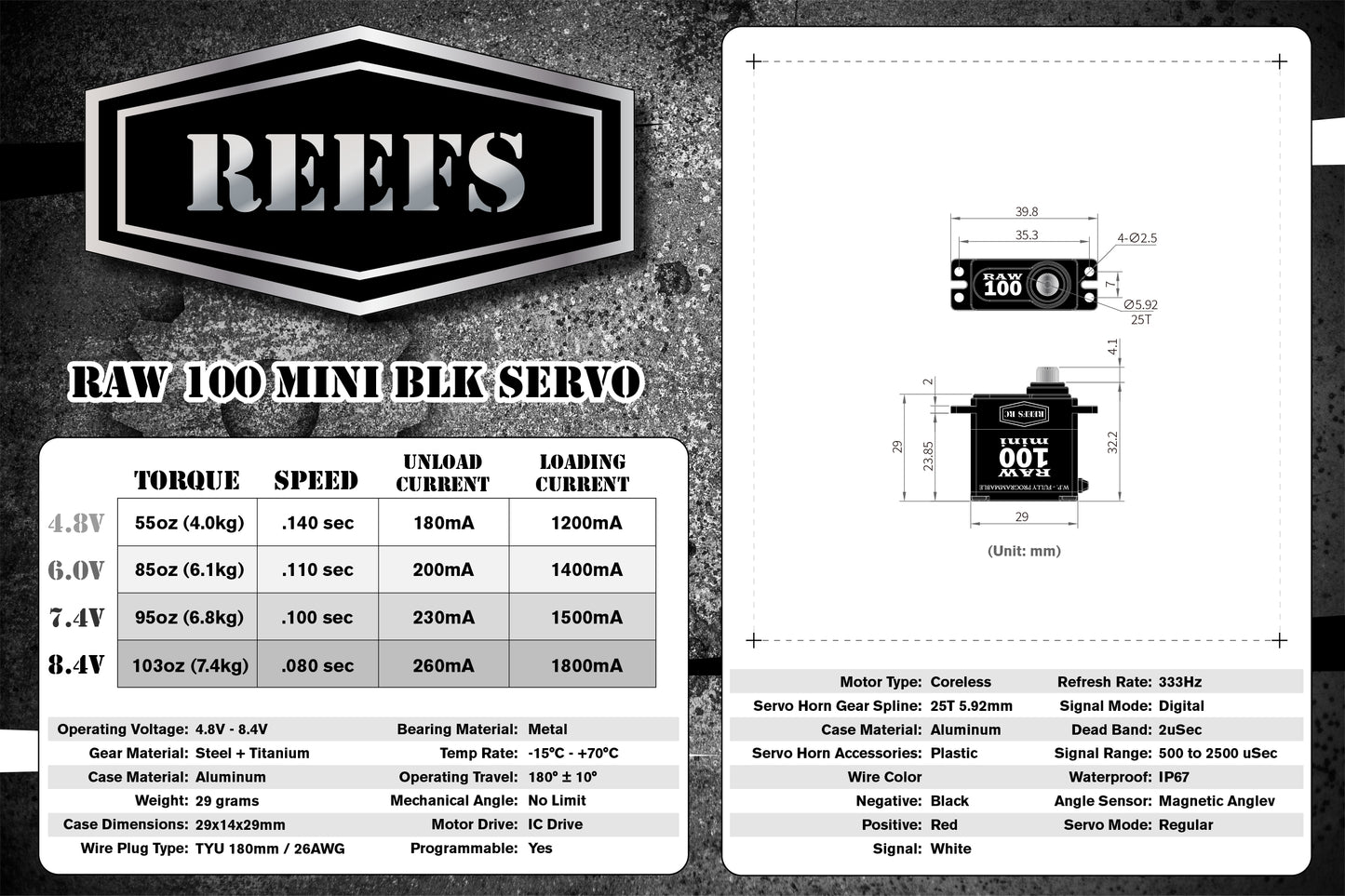RAW 100 MINI BLK #REEFS135
