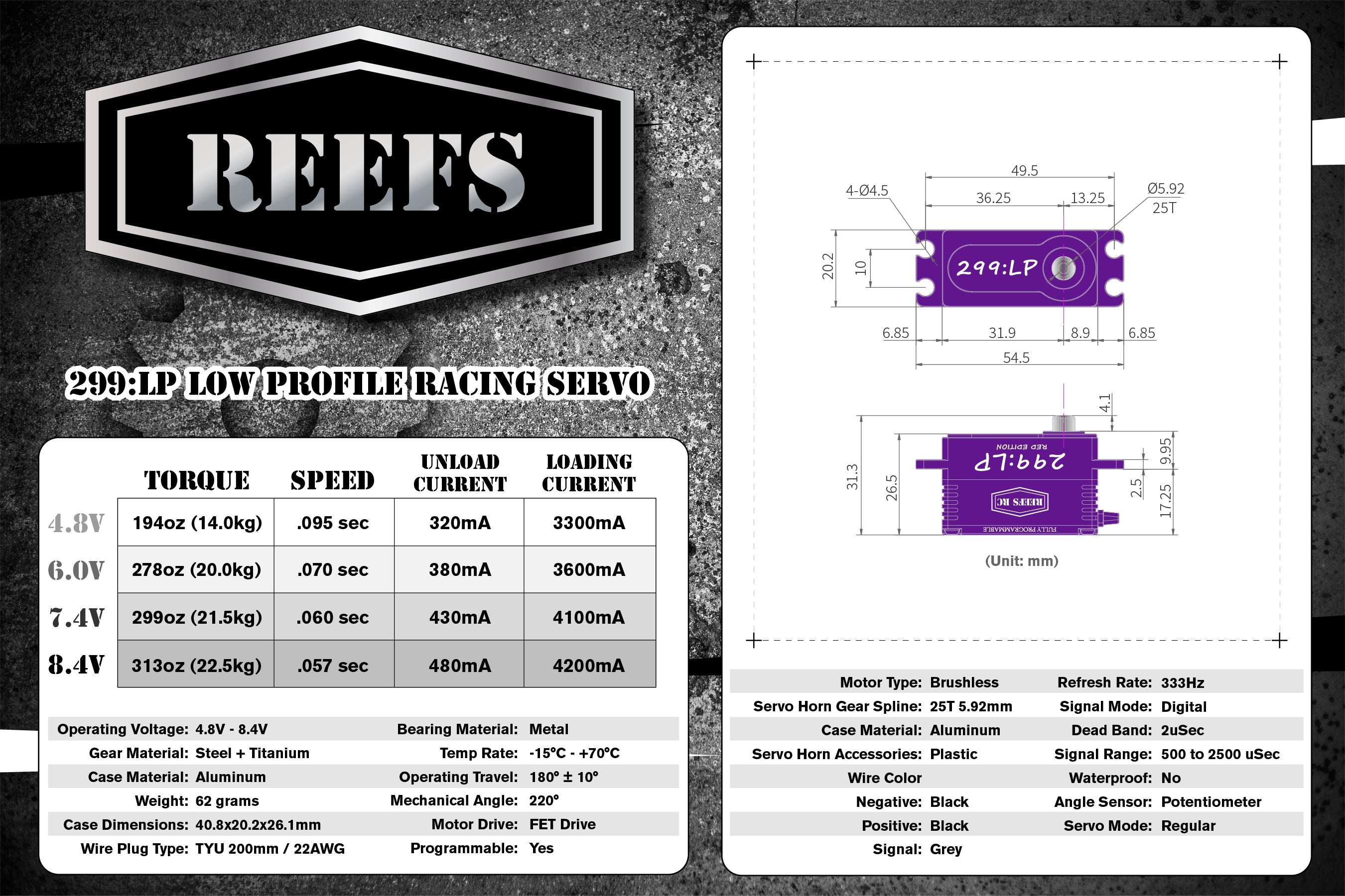 299LP Racing Servo (Purple Edition) REEFS145 – Reefs RC