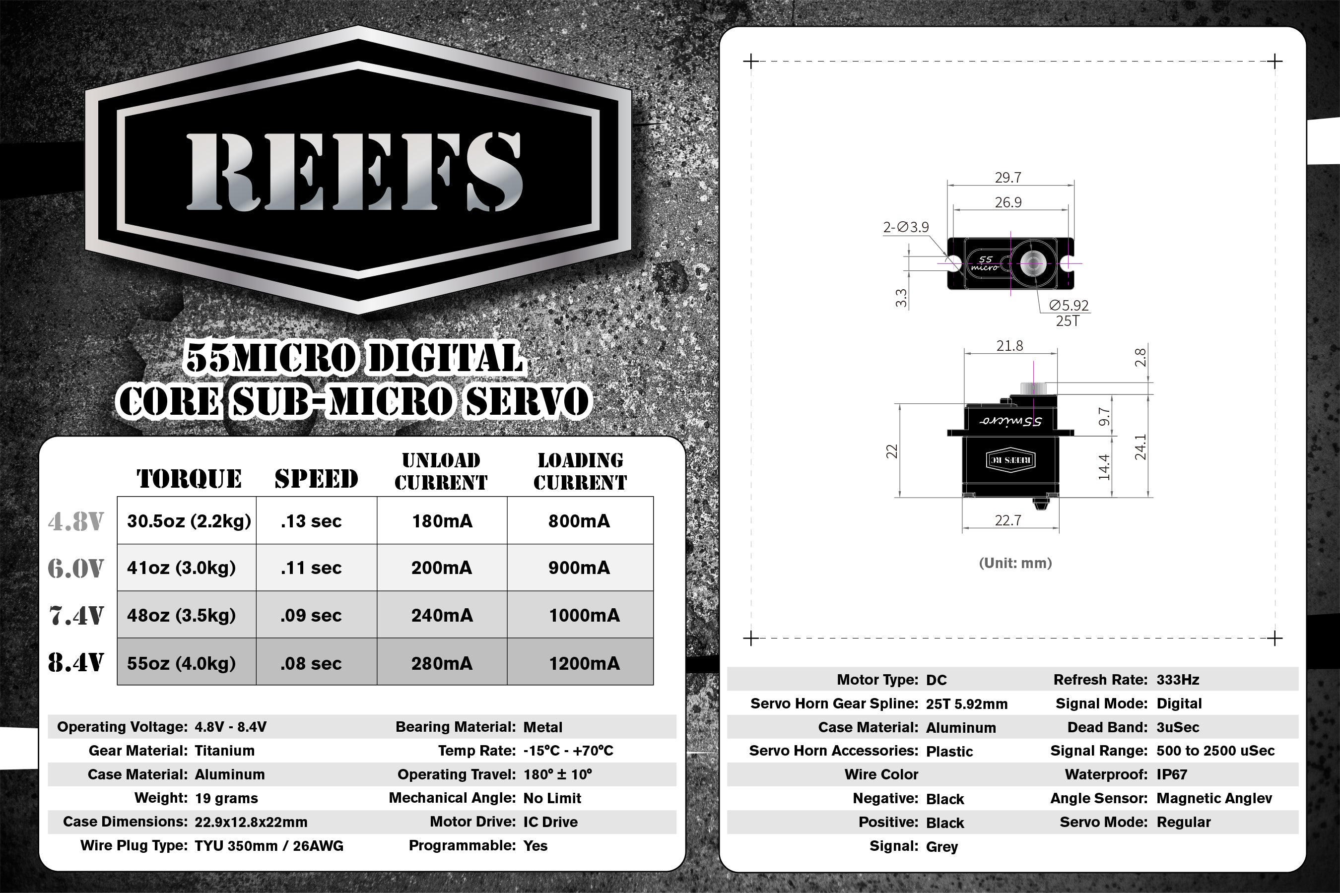 55Micro Digital Core Sub-Micro Servo REEFS171 – Reefs RC