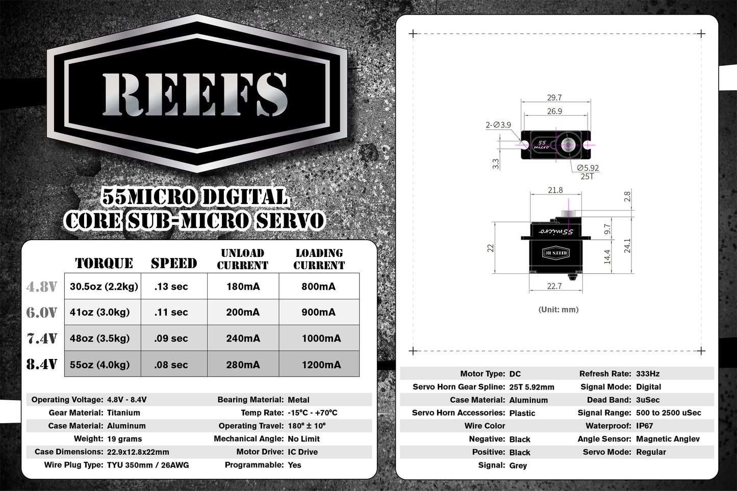 55Micro Digital Core Sub-Micro Servo #REEFS171