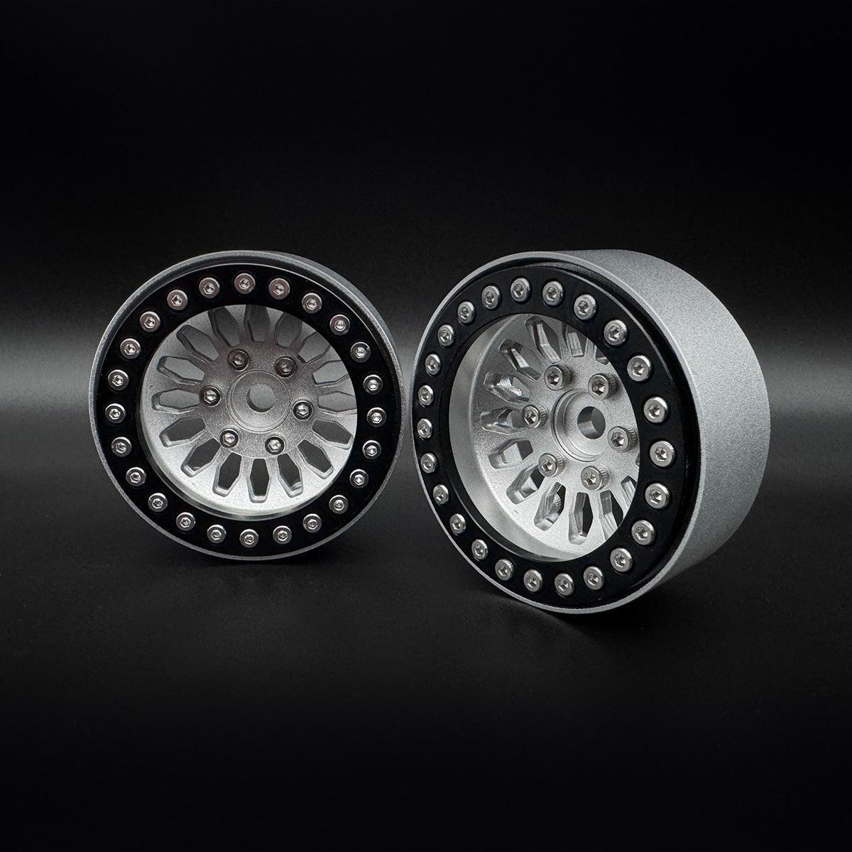 1.9 "SHIELD" ALUMINUM "DEEP DISH" BEADLOCK WHEELS w/Hubs (2) - REEFS218