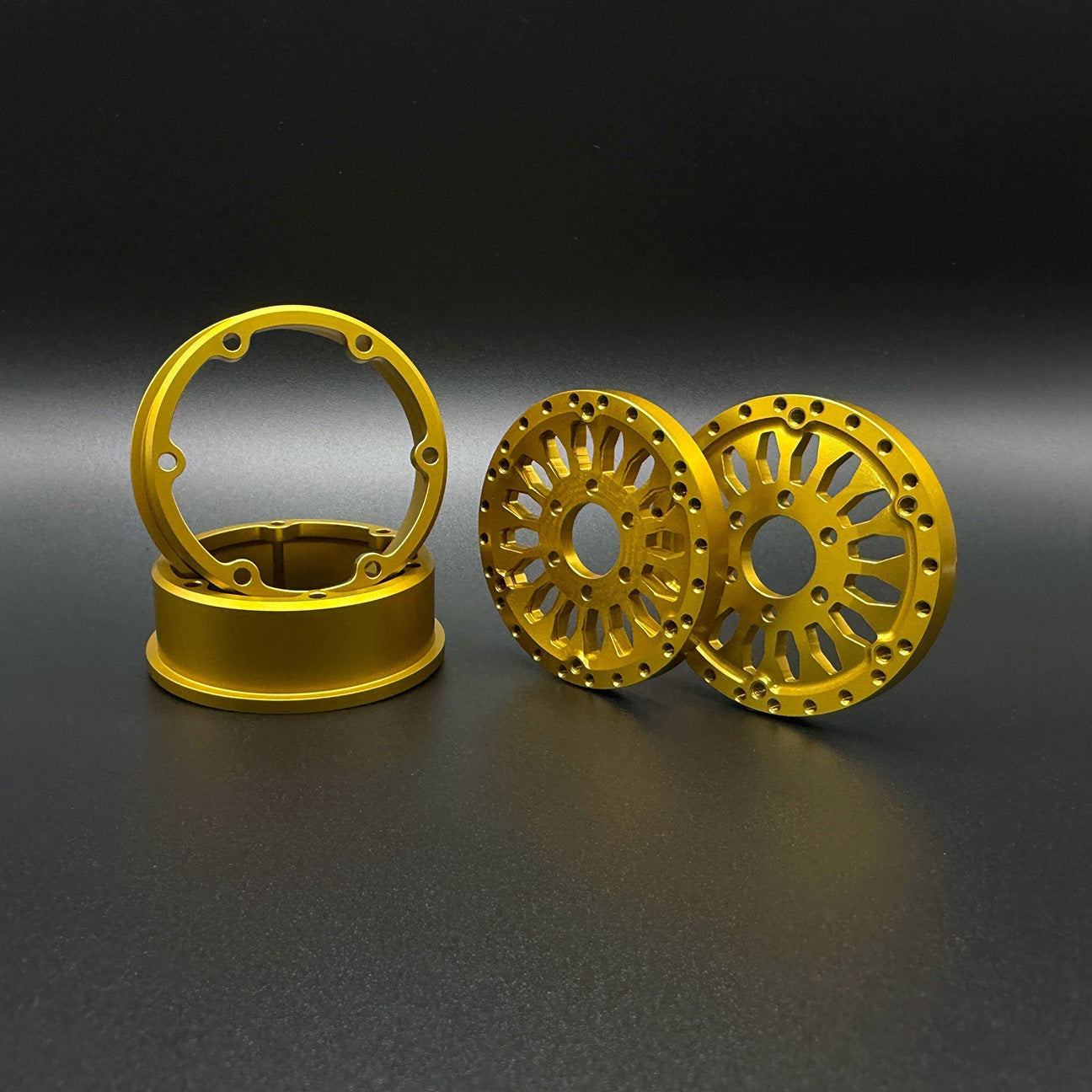 1.9 "SHIELD" ALUMINUM BEADLOCK WHEELS "Gold" w/Hubs (2) - REEFS240