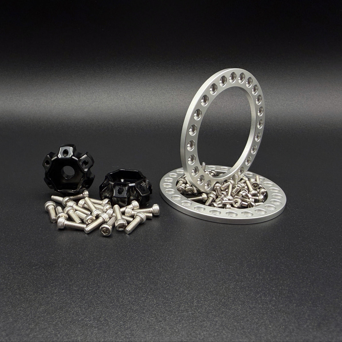 1.9 "CROSSMAN" ALUMINUM BEADLOCK WHEELS w/Hubs (2) (BLACK) - REEFS339