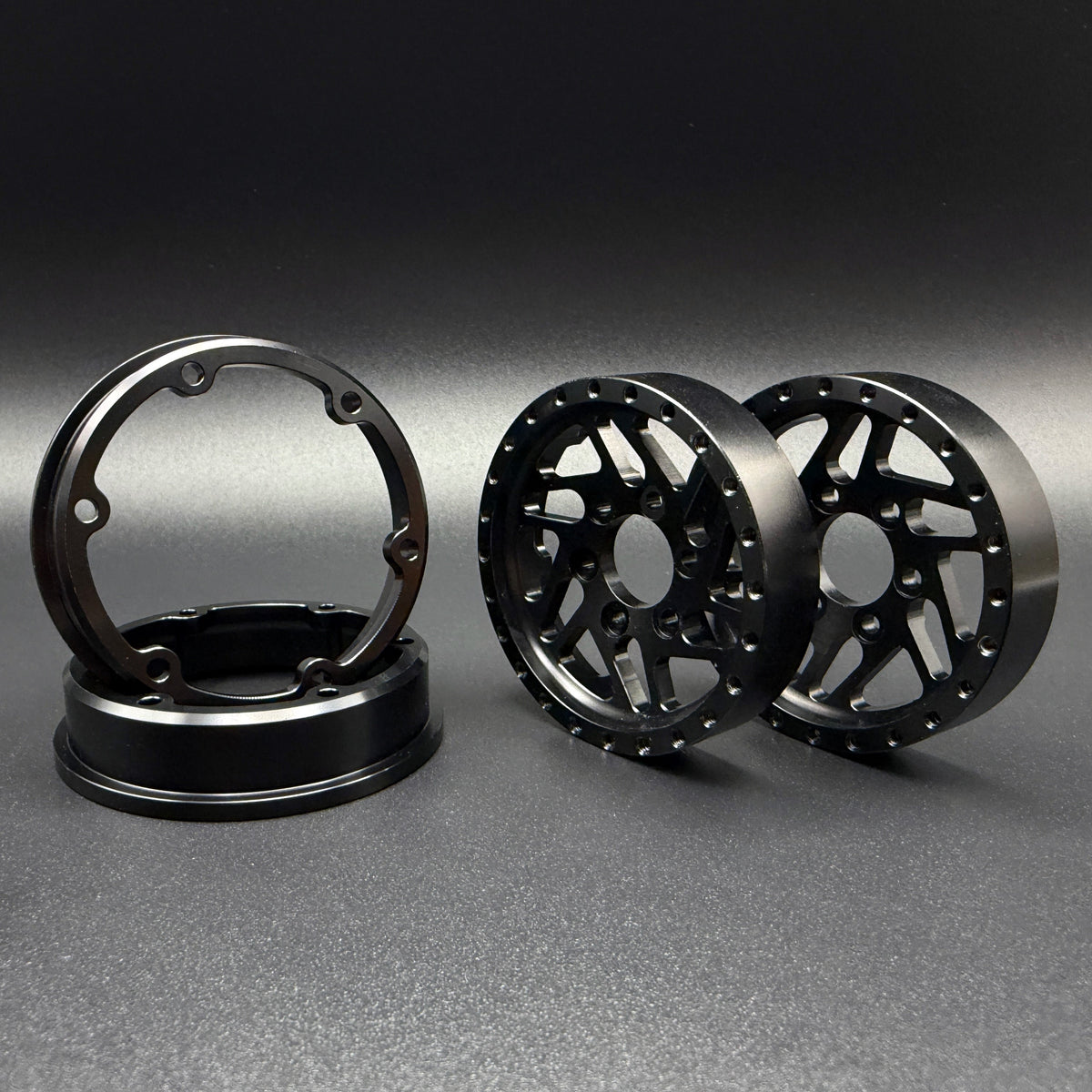 1.9 "CROSSMAN" ALUMINUM BEADLOCK WHEELS w/Hubs (2) (BLACK) - REEFS339
