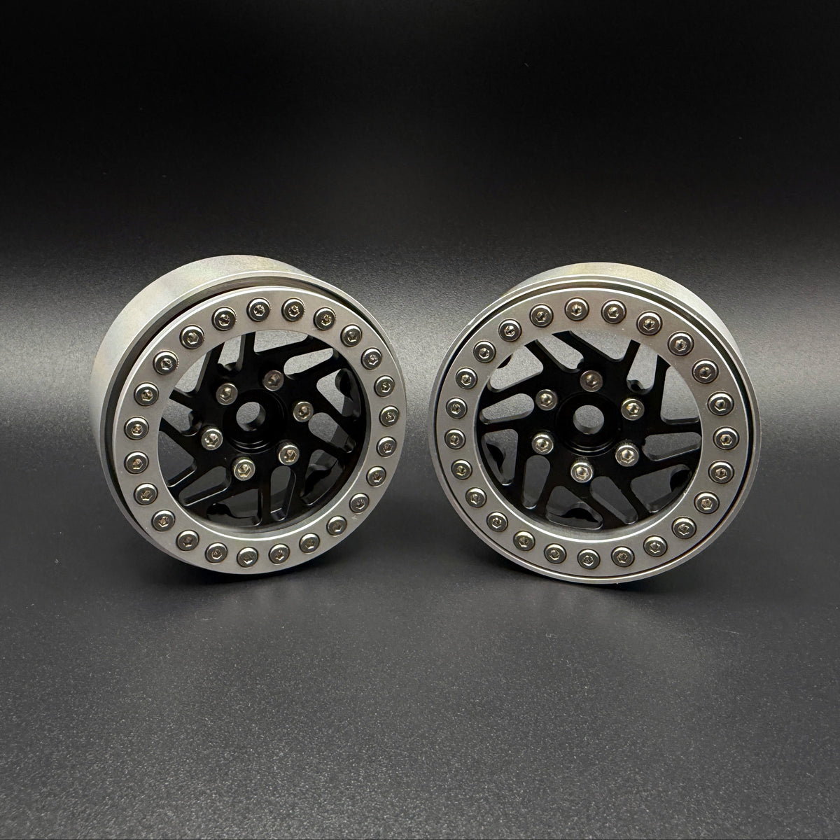 1.9 "CROSSMAN" ALUMINUM BEADLOCK WHEELS w/Hubs (2) (BLACK) - REEFS339