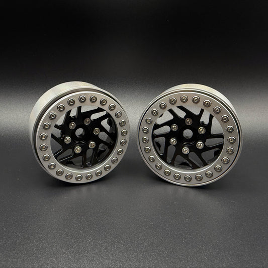 1.9 "CROSSMAN" ALUMINUM BEADLOCK WHEELS w/Hubs (2) (BLACK) - REEFS339