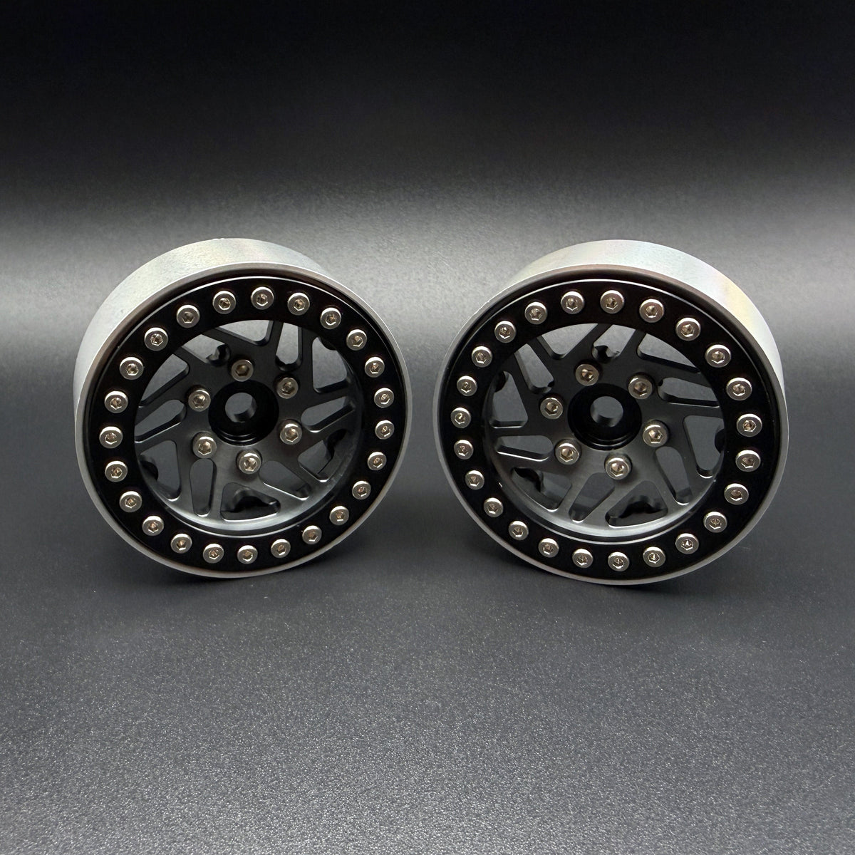 1.9 "CROSSMAN" ALUMINUM BEADLOCK WHEELS w/Hubs (2) (Gray) - REEFS340